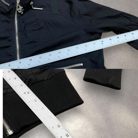 Y2K BIZZ Black Zip Up Bomber Jacket with Gold Back Print Detailing - Picture 8 of 8